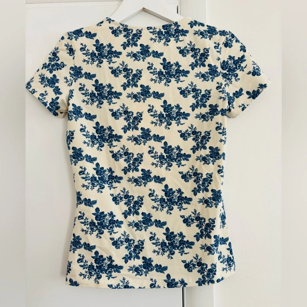 Sézane Amara T-Shirt Fiori Blue Print Size Small - Picture 6 of 6